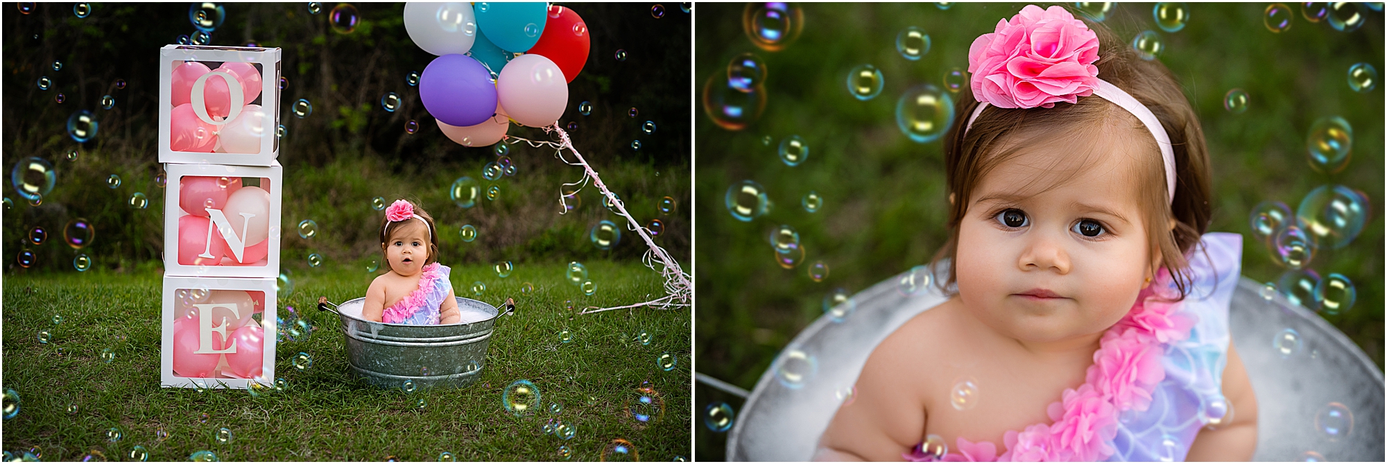Wesley Chapel first birthday photography session and bubble bath